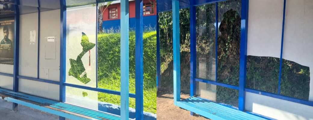 Transita substitui placas danificadas por vandalismo em abrigos de ônibus
