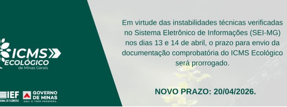 Agência Minas Gerais | Prorrogado prazo para o envio de documentos comprobatórios do ICMS Ecológico
